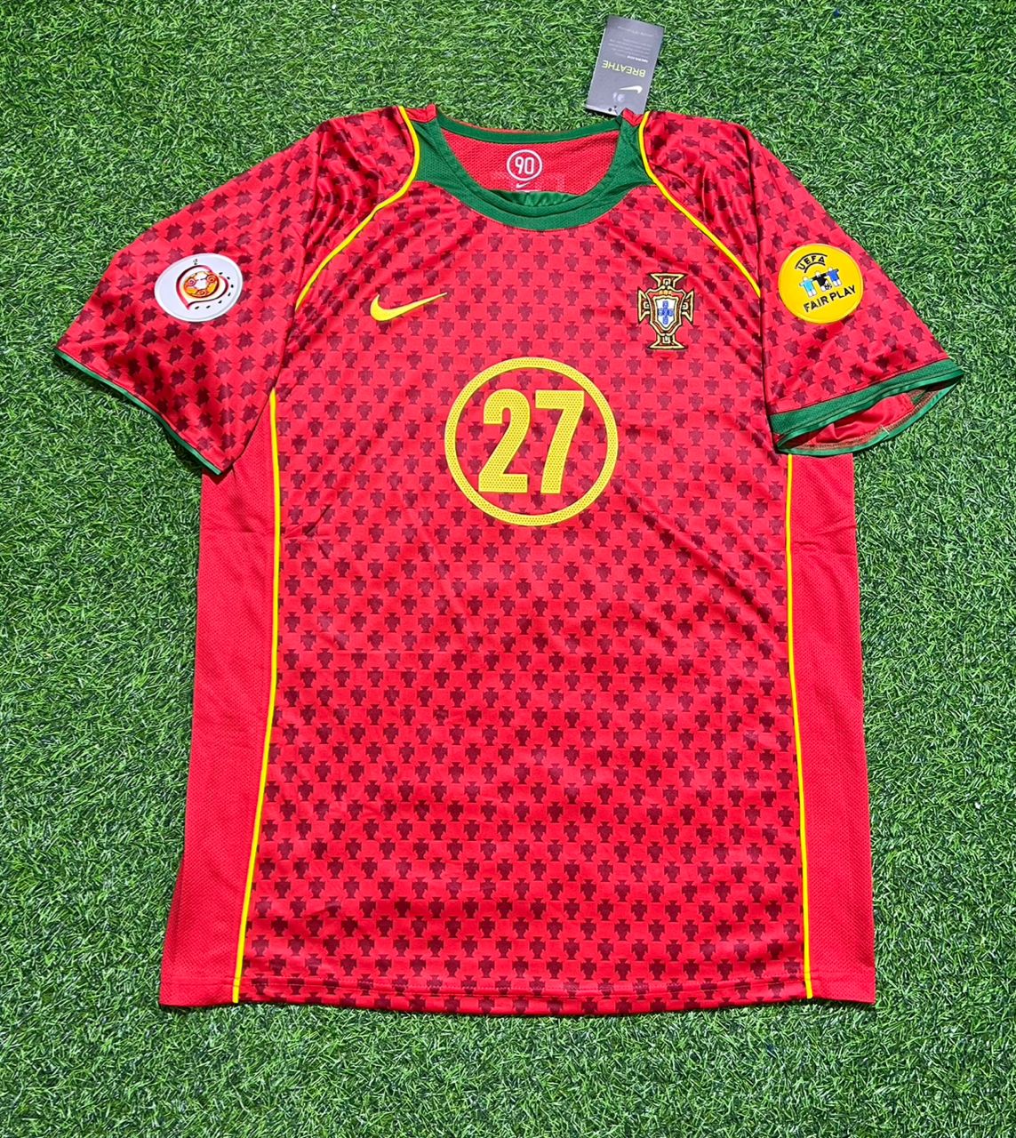 2004 Ricardo Quaresma EURO Retro Home Red Football Jersey – Front View
