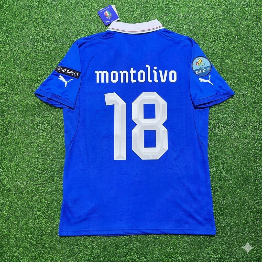 Italy Euro 2012 Retro Home Jersey – Riccardo Montolivo 18- – Back View