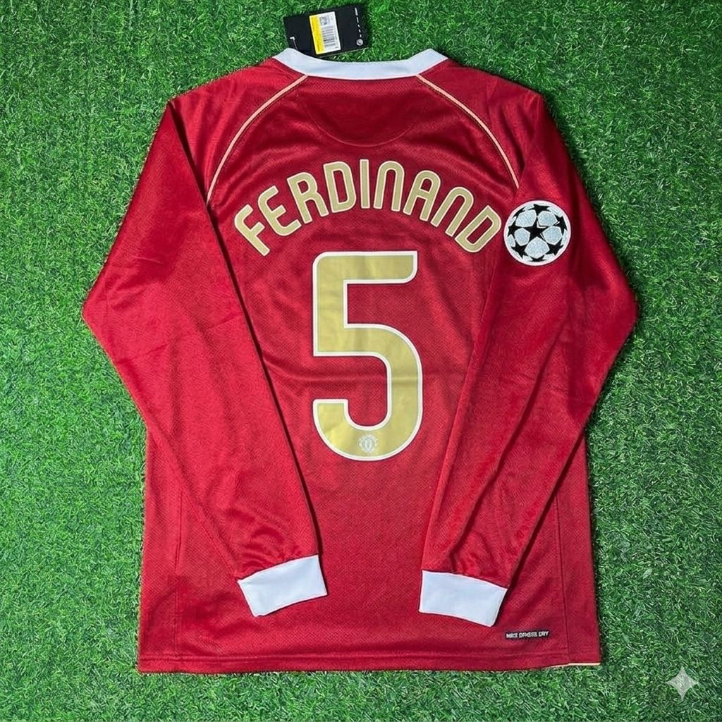 2006 Rio Ferdinand #5 Manchester United 2007 Red Golden Football Jersey – Back View