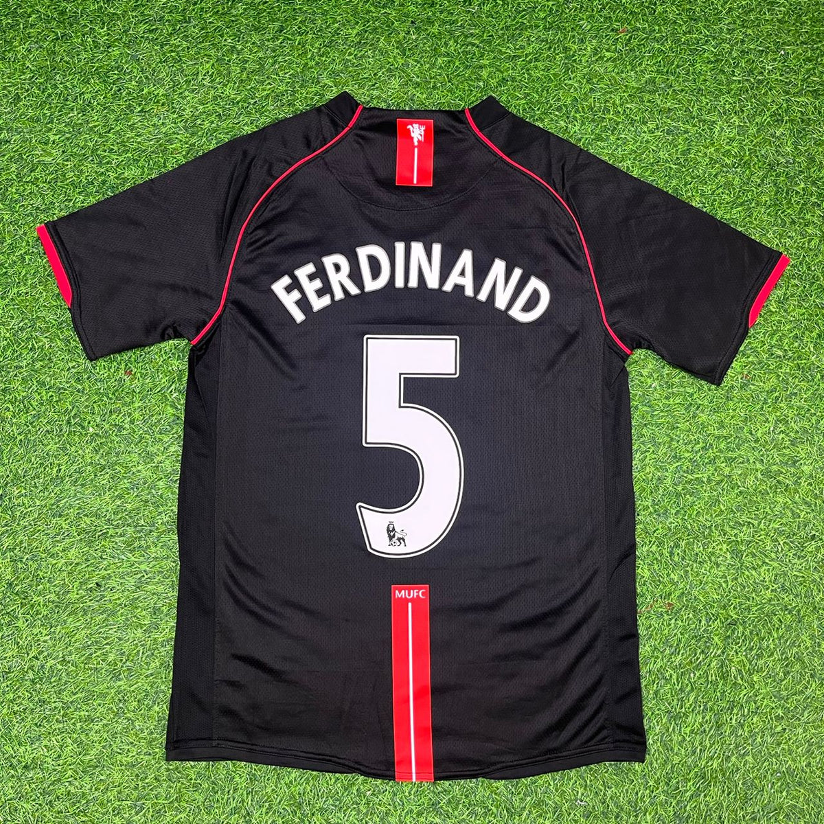 Rio Ferdinand Manchester United 2007-2008 Black Retro Football Jersey – Back View