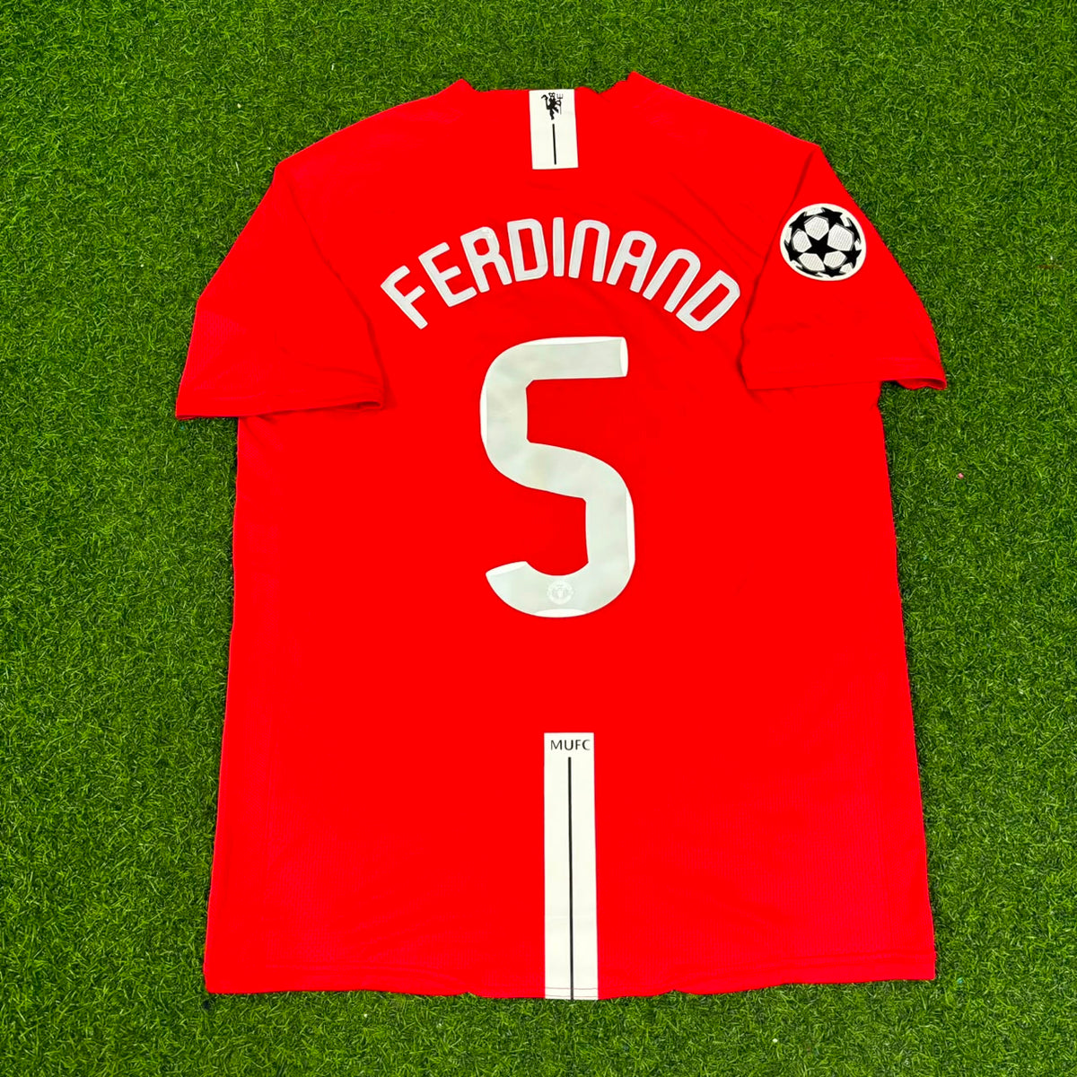 Rio Ferdinand Manchester United Champions League Final Moscow 2008 Retro Red Football Shirt – Back View