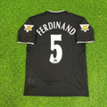 Rio Ferdinand Manchester United 2003-2004 Away Black Retro Football Jersey – Back View