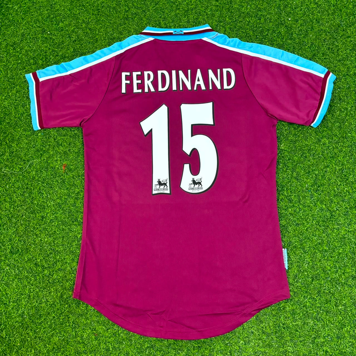 Rio Ferdinand #15 West Ham 1999/00 Home Retro Football Jersey – Back View