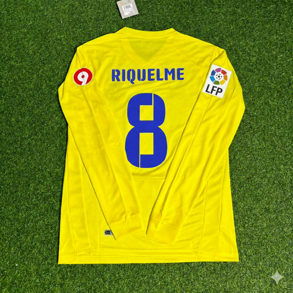 2008/09 Juan Roman Riquelme 8 Villarreal CF Long Sleeve Retro Football Jersey – Back View