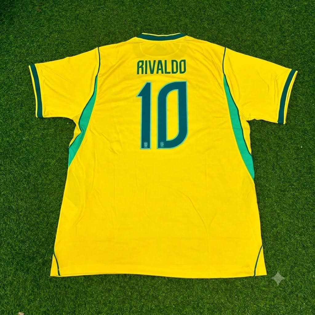 Rivaldo Brazil Commemorative Special Retro Football Jersey – Back View