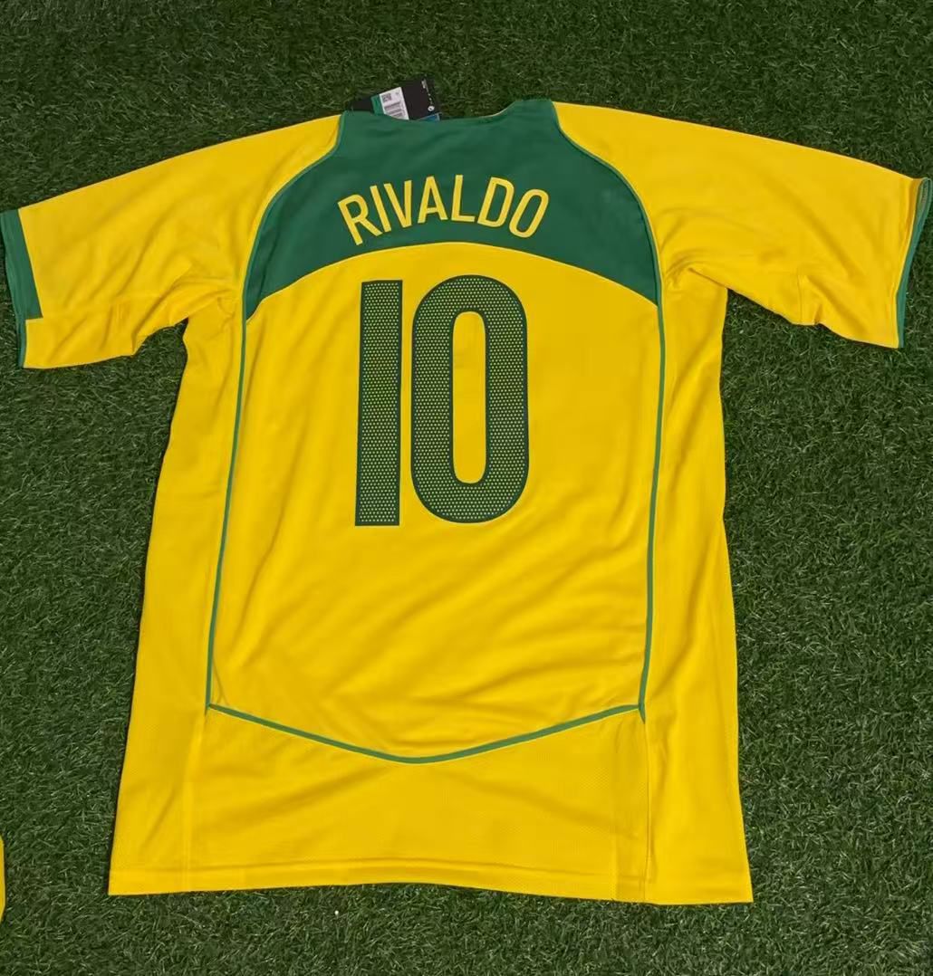 2006 Brazil World Cup Rivaldo #10 Retro Football Jersey – Back View