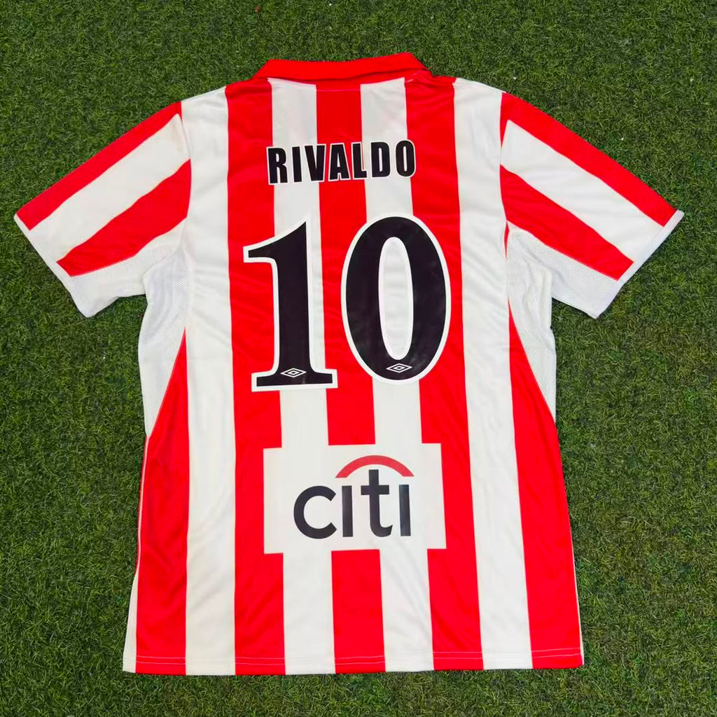 Rivaldo Olympiacos 2004-2005 Retro Home Football Jersey – Back View