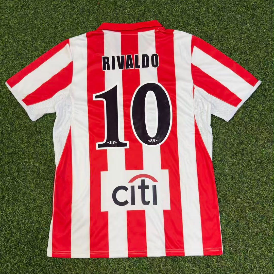 Rivaldo Olympiacos 2004-2005 Retro Home Football Jersey – Back View