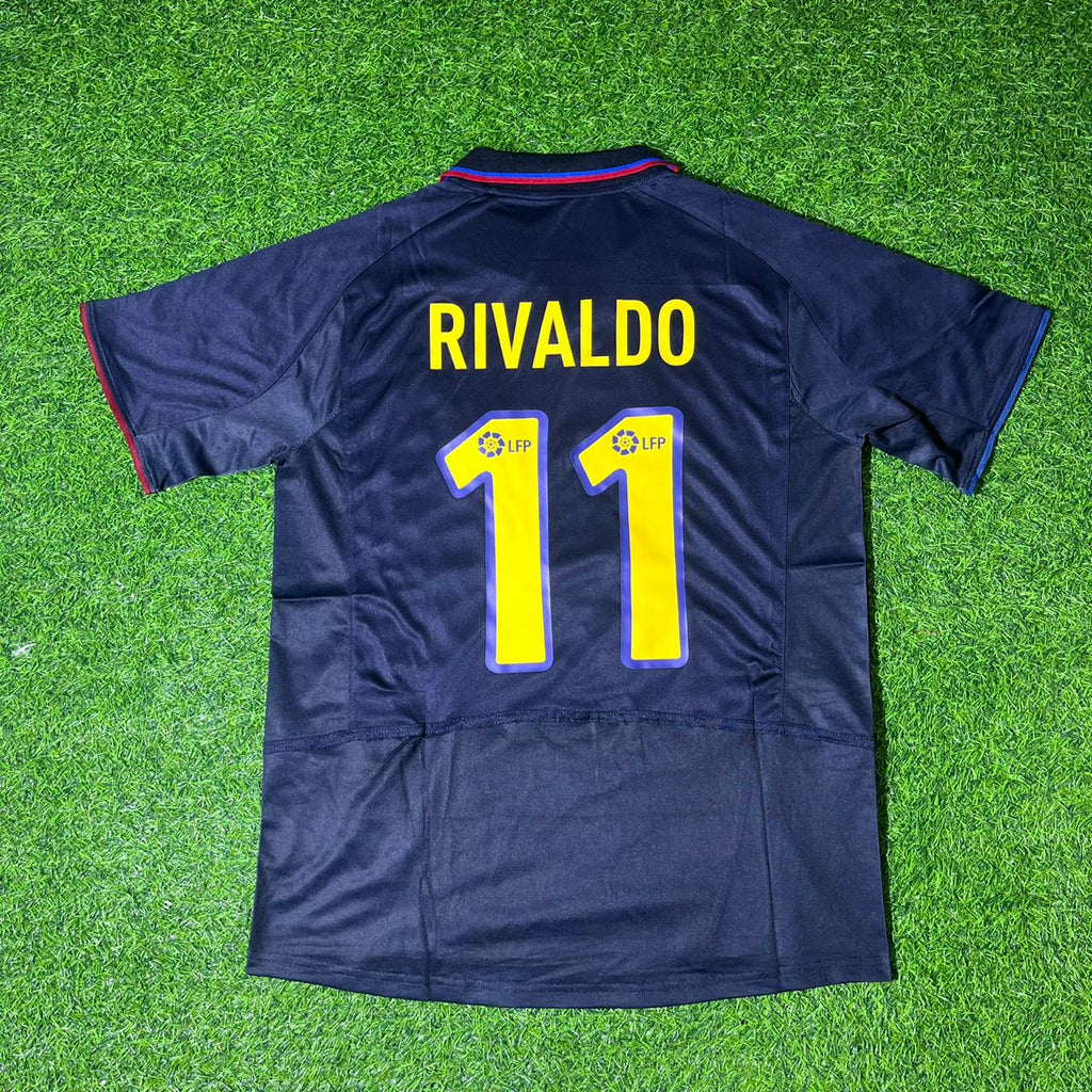 Rivaldo Barcelona Retro Season Retro Football Jersey – Back View