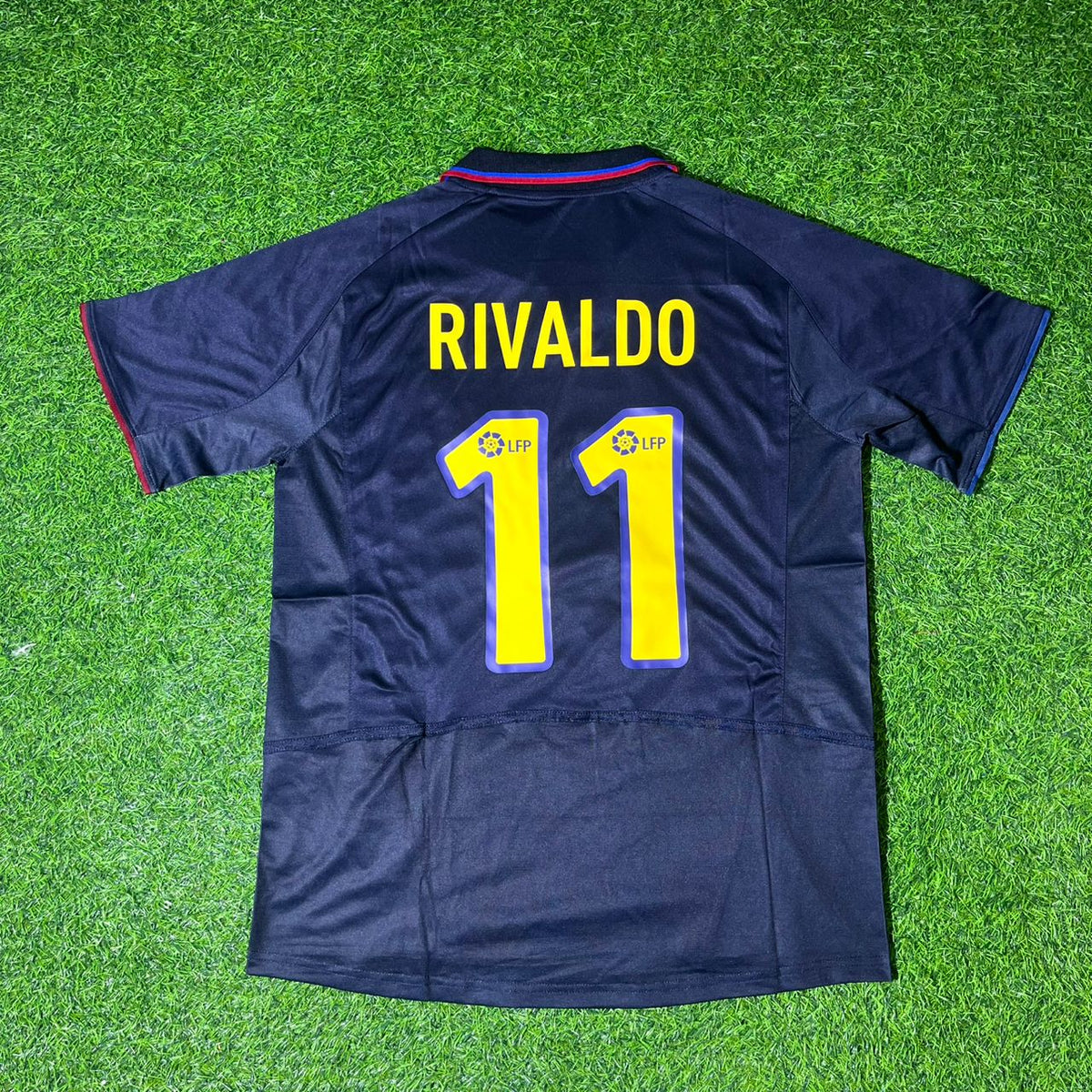 Rivaldo Barcelona Retro Season Retro Football Jersey – Back View