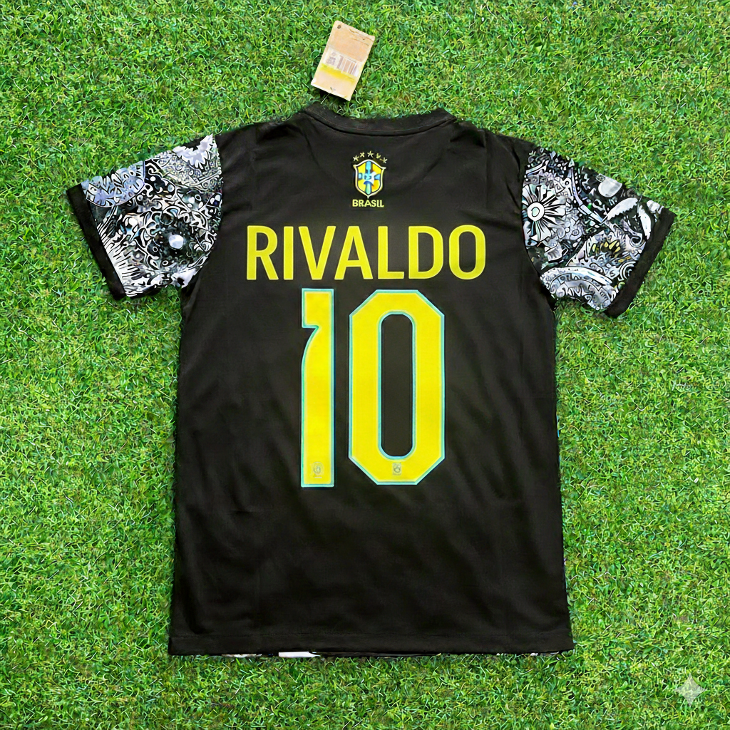 Brazil Iconic Retro Football Jersey – Rivaldo – Back View