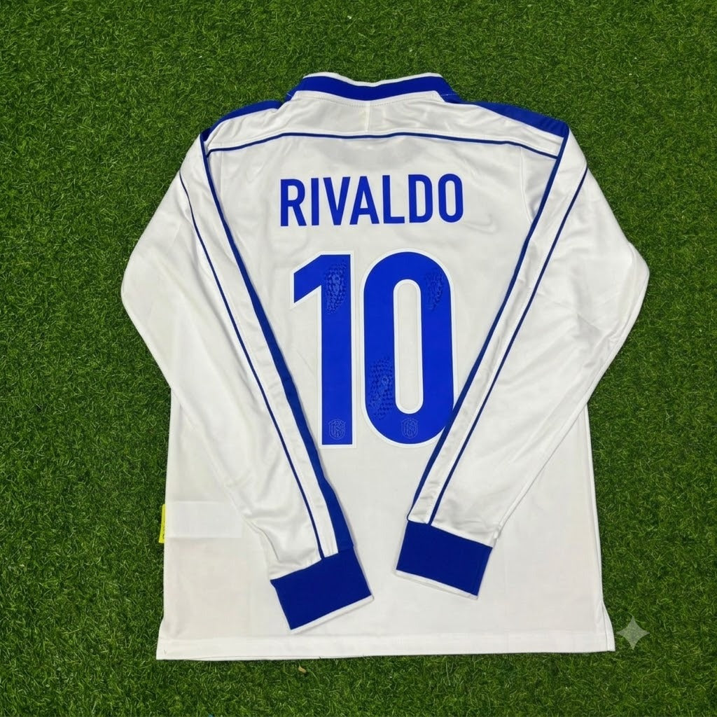 1998 Brazil World Cup Rivaldo Long Sleeve Retro Football Jersey – Back View
