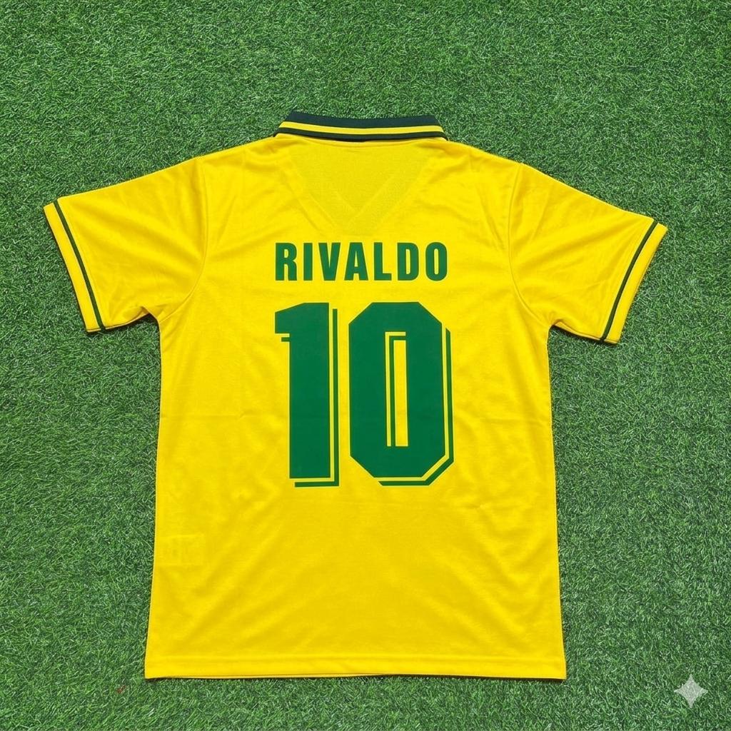 Rivaldo #10 Brazil Retro Football Jersey – Back View