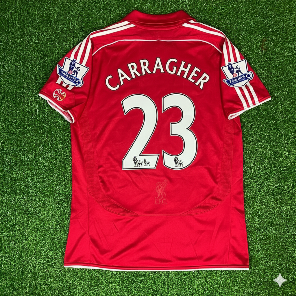 2007/08 Jamie Carragher Liverpool Premier League Football Jersey – Back View