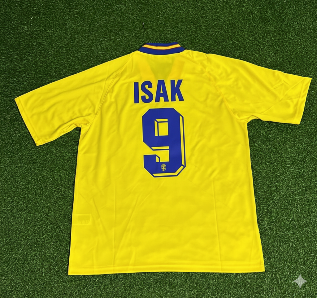 Alexander Isak Sweden Retro Football Jersey Collection – Back View