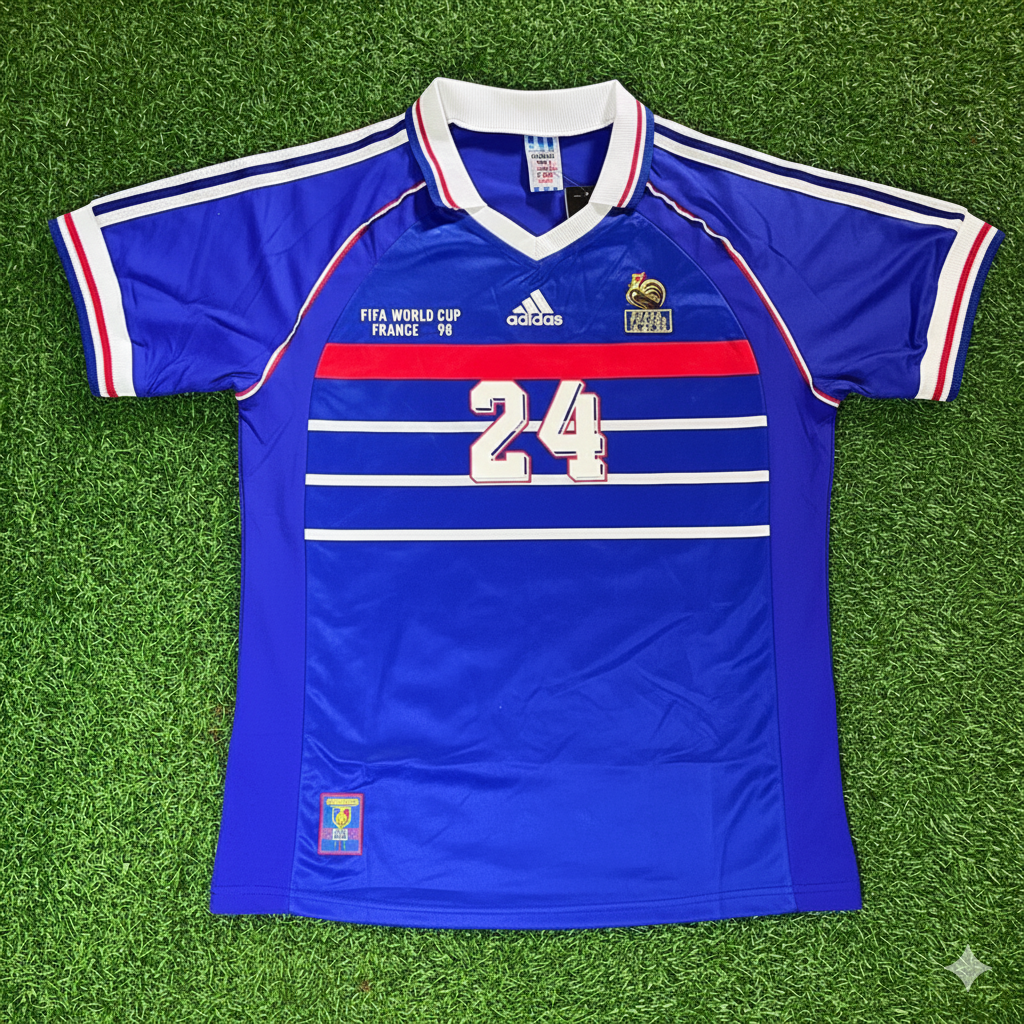 1998 France World Cup Desire Doue Retro Football Jersey – Front View
