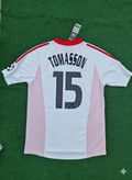 2003 Jon Dahl Tomasson AC Milan Champions League Final Old Trafford White Retro Football Jersey – Back View