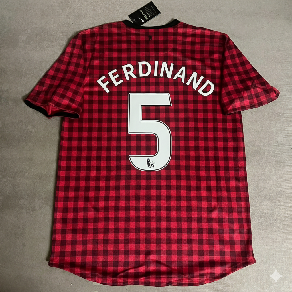 2012 Rio Ferdinand Manchester United 2013 Season Red Retro Football Jersey – Back View