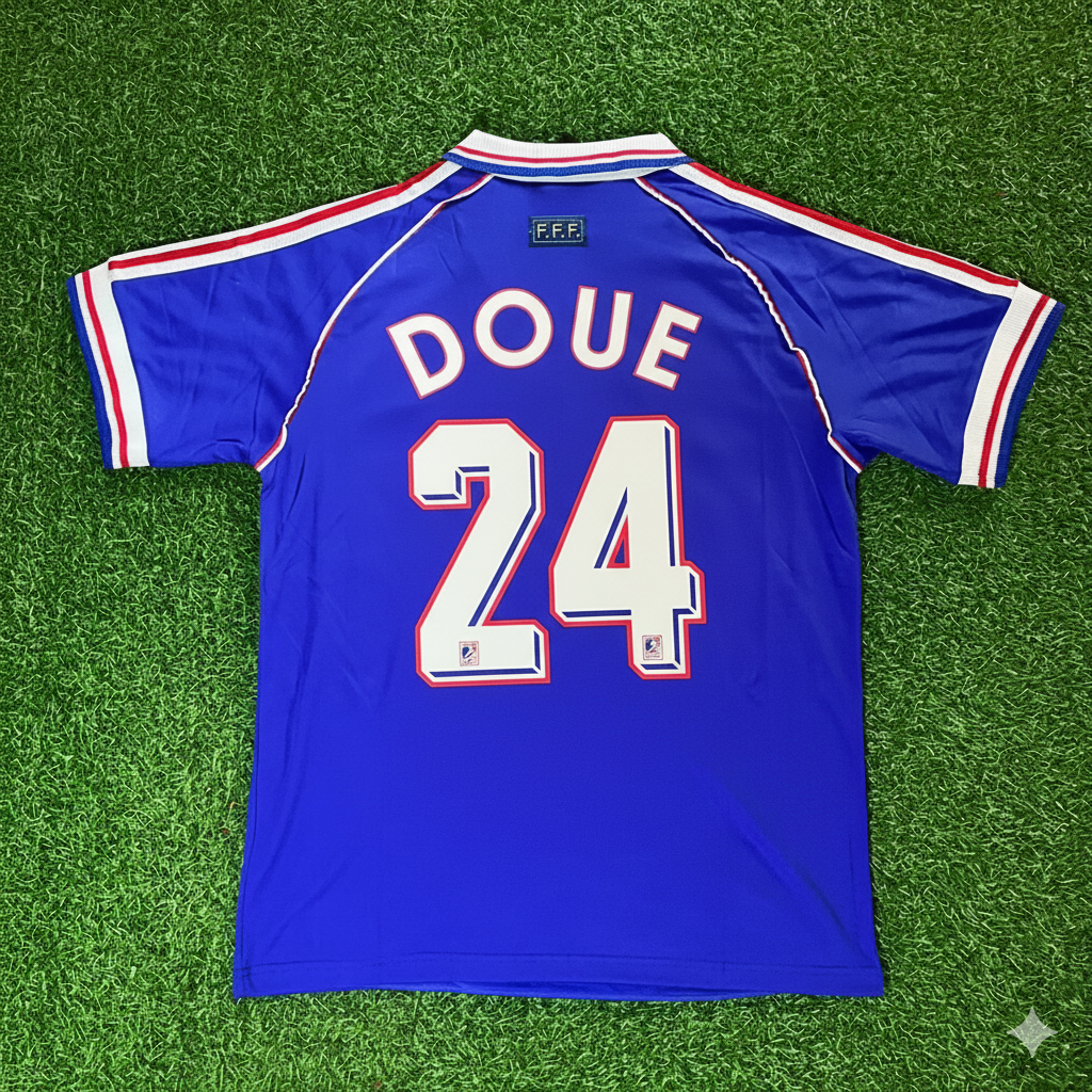 1998 France World Cup Desire Doue Retro Football Jersey – Back View