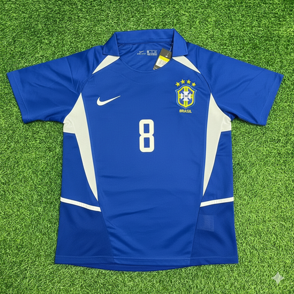2002 Brazil World Cup Gilberto Silva Retro Football Jersey – Front View