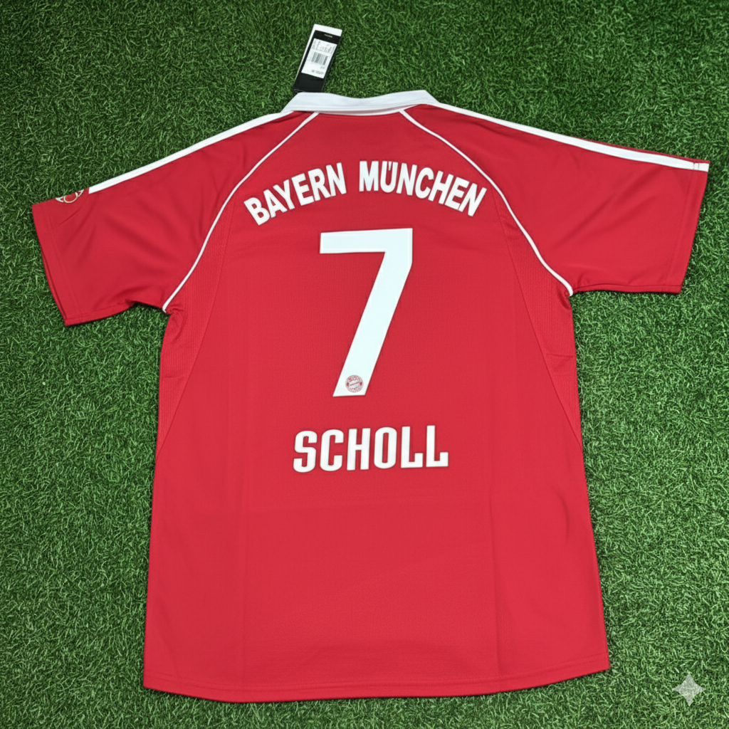 Mehmet Scholl Bayern Munich 2006/07 Red Retro Football Jersey – Back View