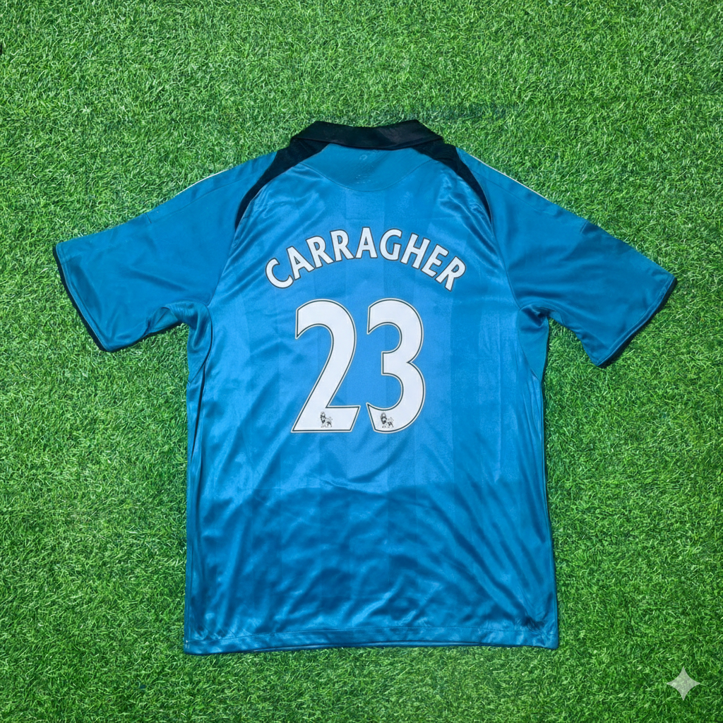 2008 Jamie Carragher Liverpool 2009 Green Retro Football Jersey – Back View