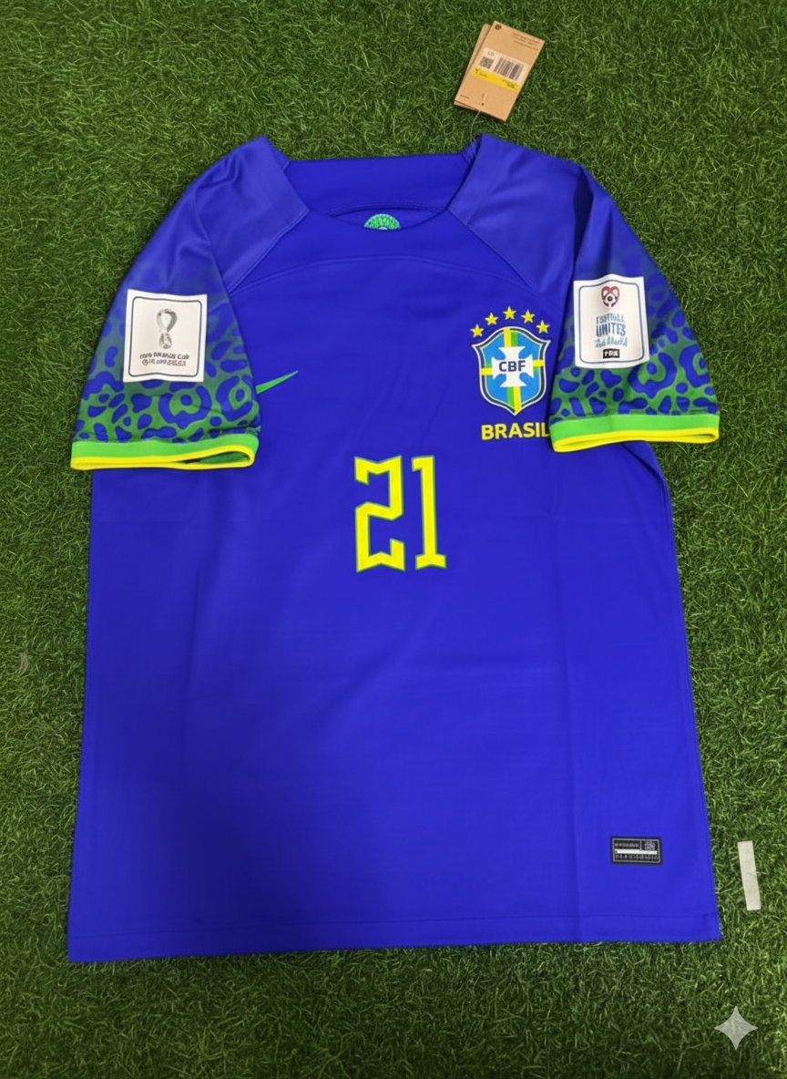 Gabriel Barbosa Brazil 2022 World Cup Retro Football Jersey – Front View