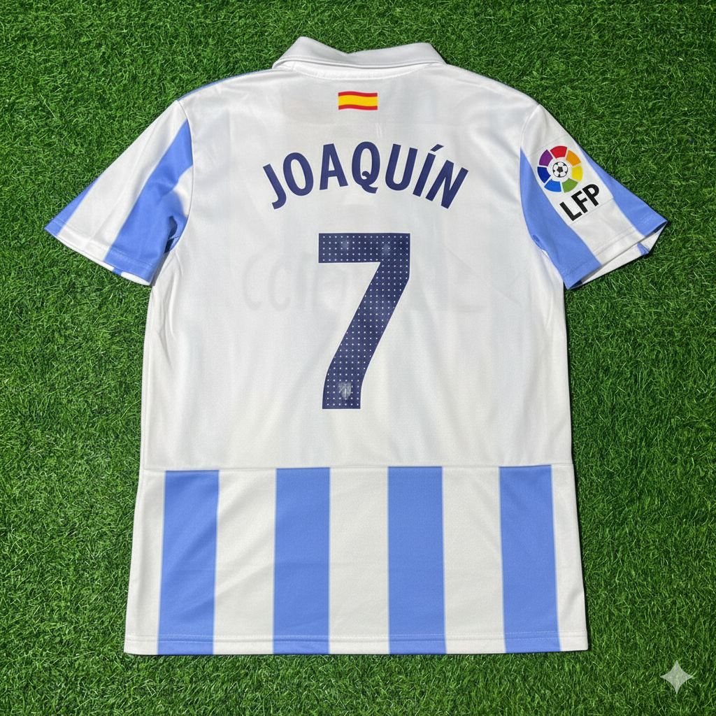 Joaguin Málaga CF 2012/13 Retro Home Football Jersey – Back View