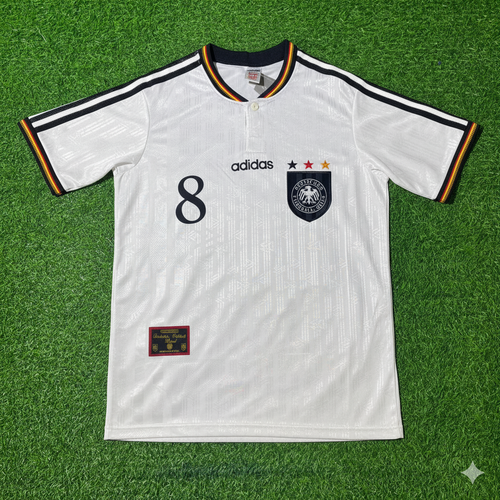 1996 Deutschland EM Finale Home Retro Football Jersey Set – Mehmet Scholl – Front View