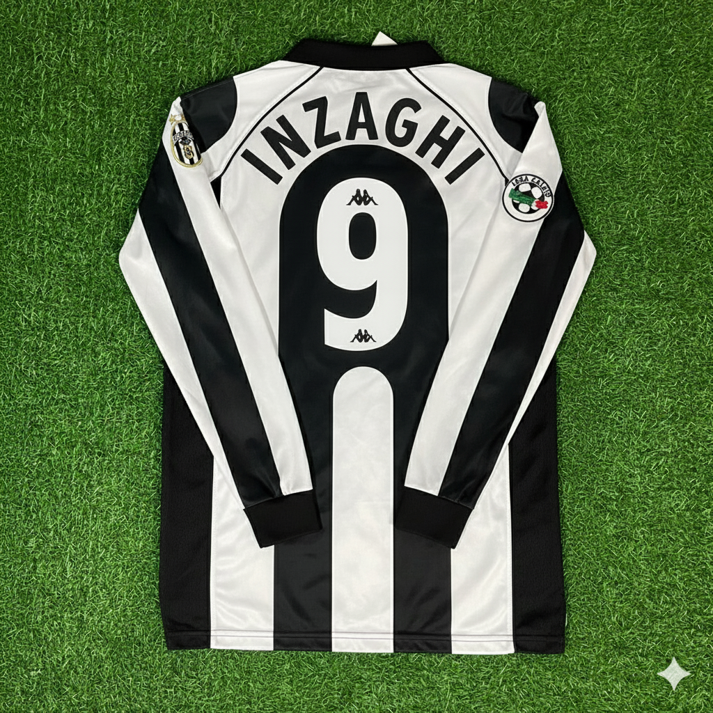 Filippo Inzaghi 9 - Juventus Home 1997/98 Retro Kit Jersey – Back View