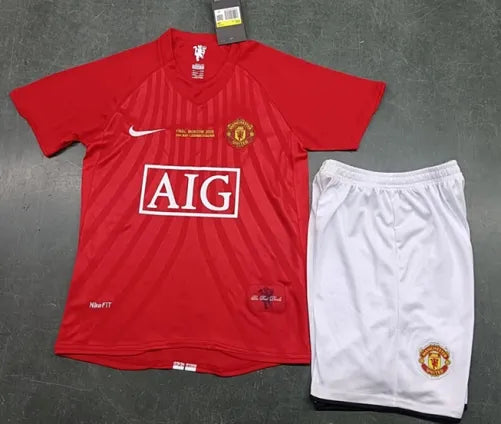 Manchester United 2009 Moscow Final Kids Children Home Jersey – Front View