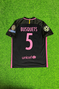 2014/15 Sergio Busquets Retro Black Pink Football Jersey – Back View