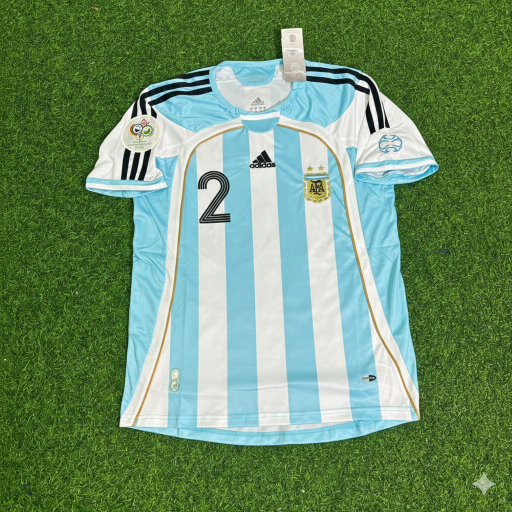 2006 Argentina World Cup Roberto Ayala Retro Football Jersey – Front View