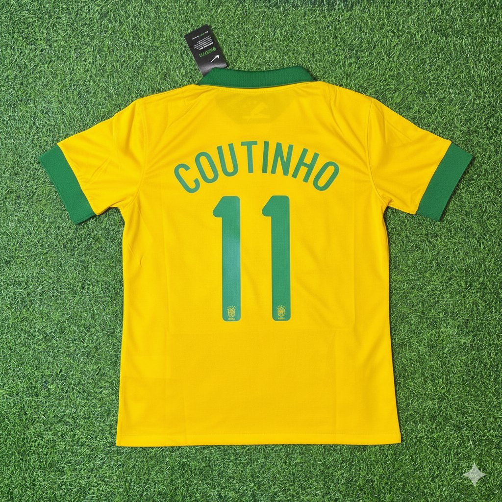 Brazil Retro Football Jersey – Philippe Coutinho – Back View