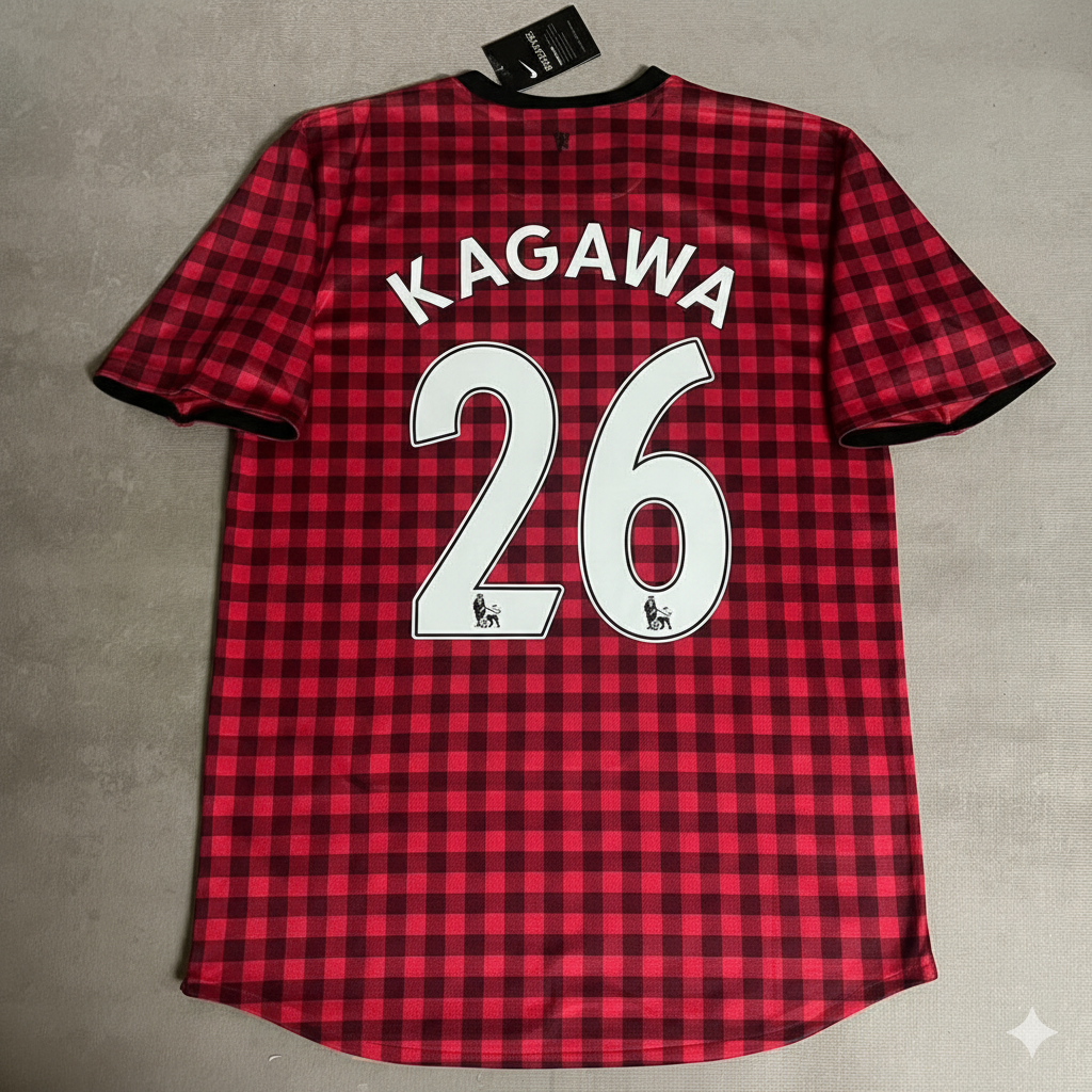 2012 Shinji Kagawa Manchester United 2013 Season Red Retro Football Jersey – Back View