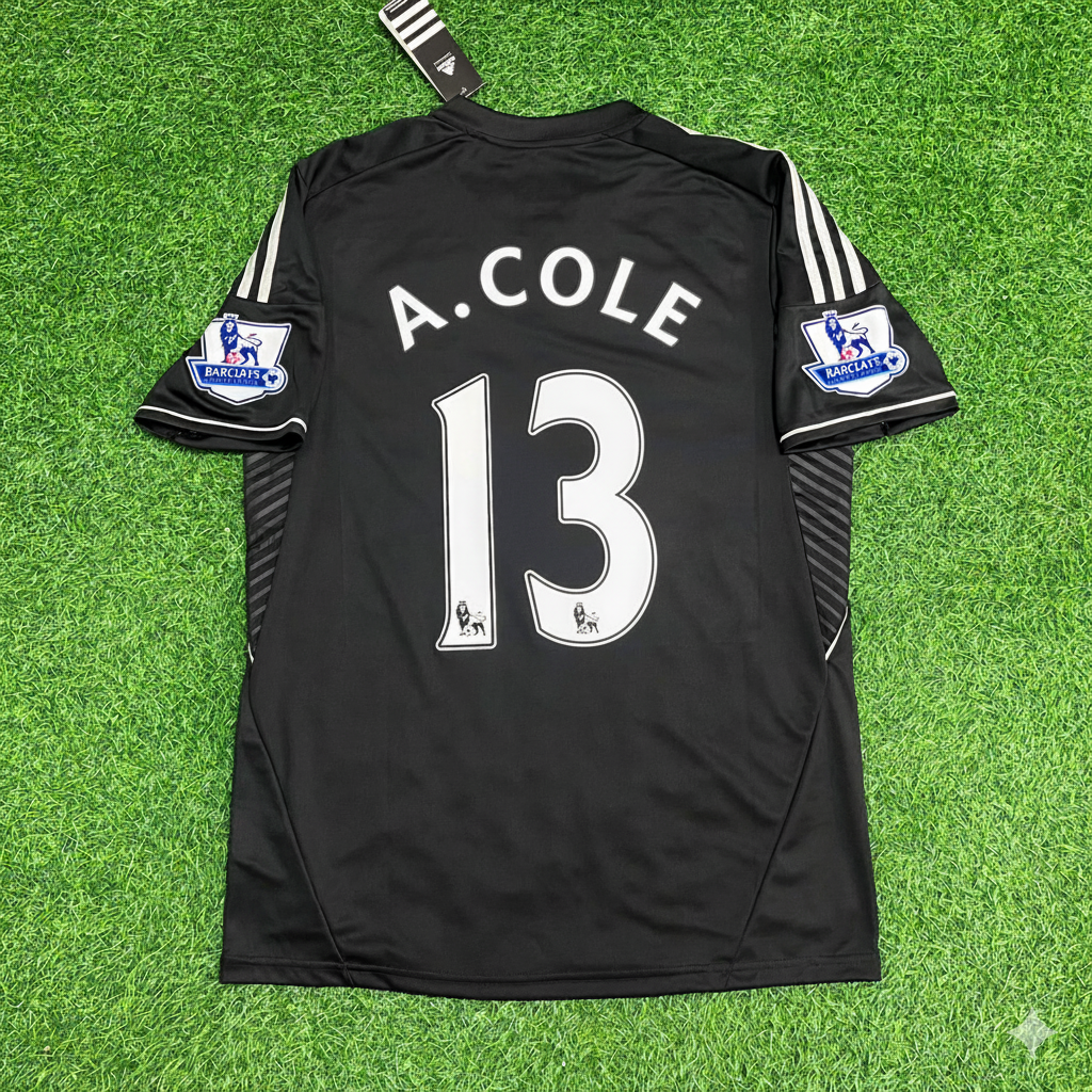 2013/14 Ashley Cole Chelsea Black Retro Football Jersey – Back View