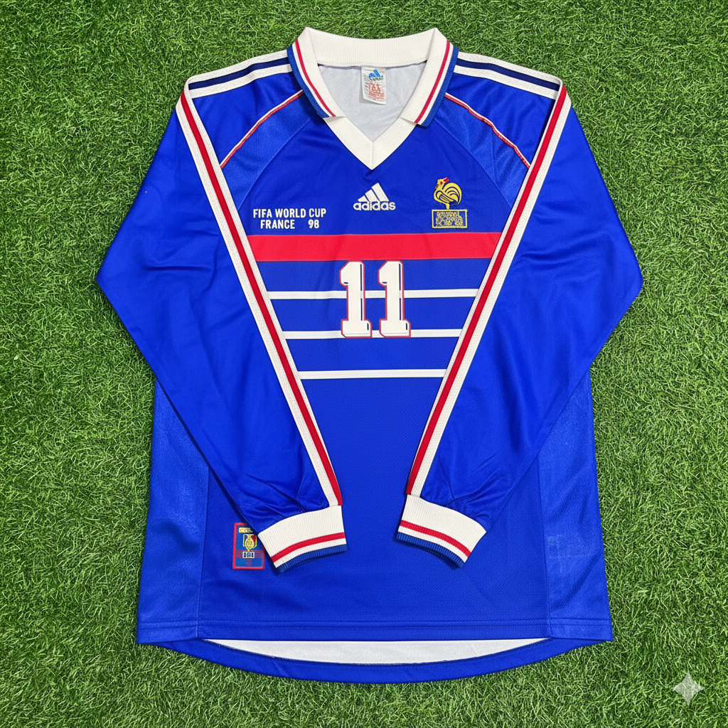 Robert Pires France 1998 World Cup Retro Long Sleeve Football Jersey – 4