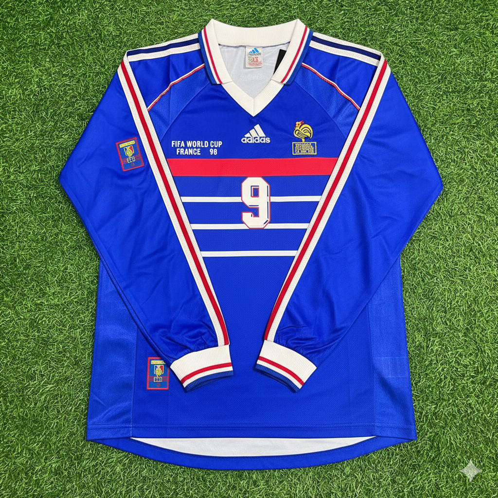 Nicolas Anelka France 1998 World Cup Retro Long Sleeve Football Jersey – Front View