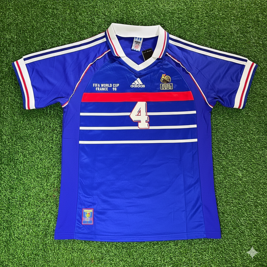 Patrick Vieira France 1998 World Cup Retro Football Jersey – Front View