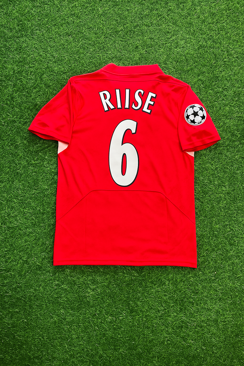 2005 John Arne Riise 6 Liverpool Champions League Final Red Retro Football Jersey – Back View
