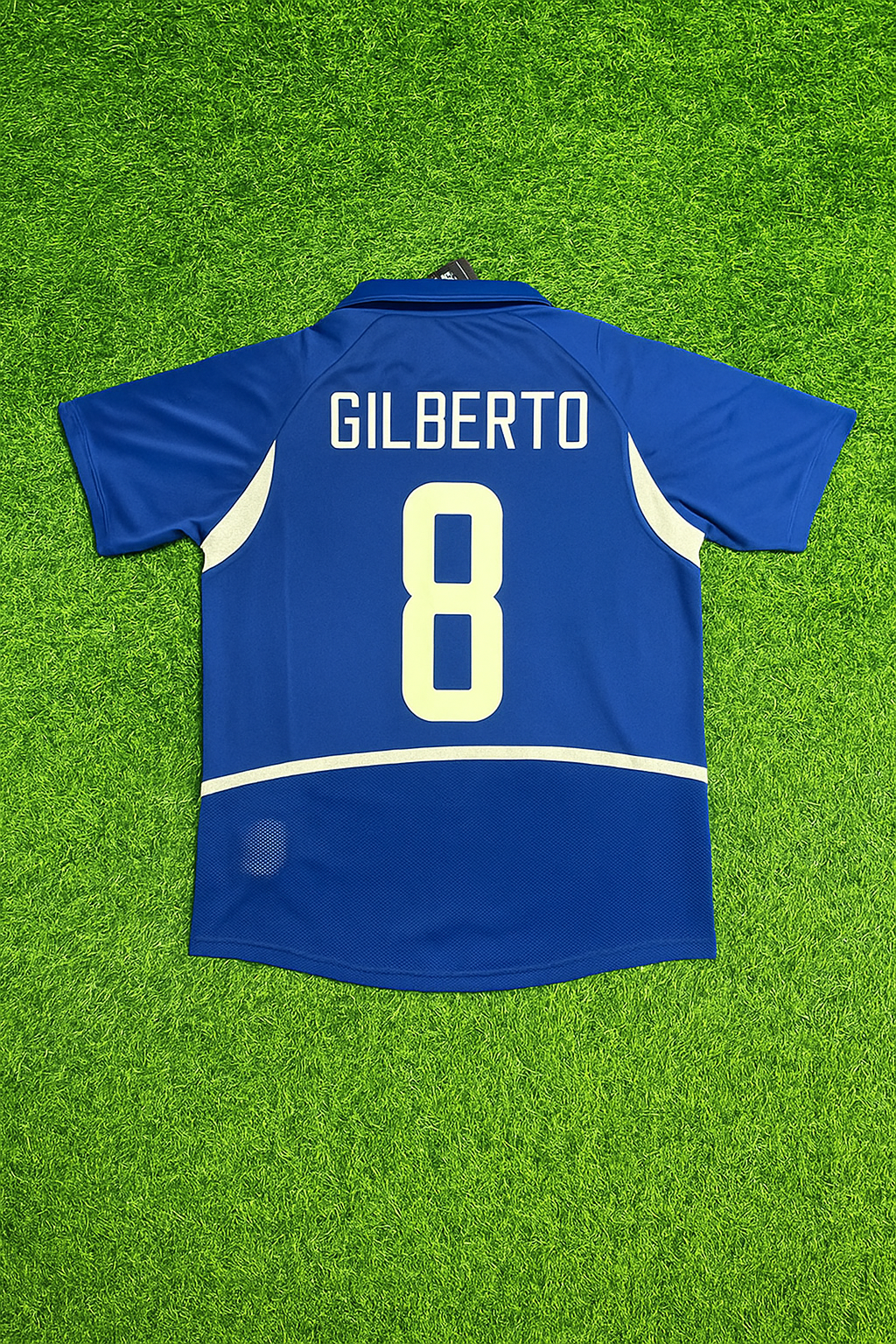 2002 Brazil World Cup Gilberto Silva Retro Football Jersey – Back View