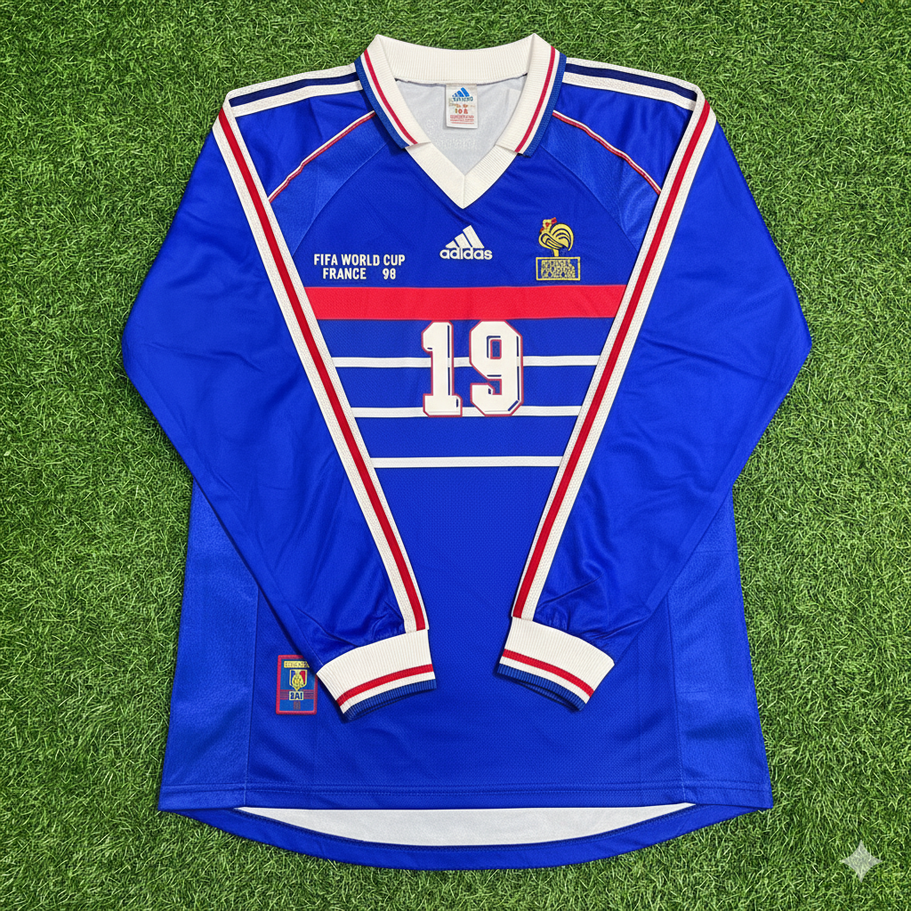 1998 France World Cup Claude Makelele Retro Long Sleeve Football Jersey – Front View
