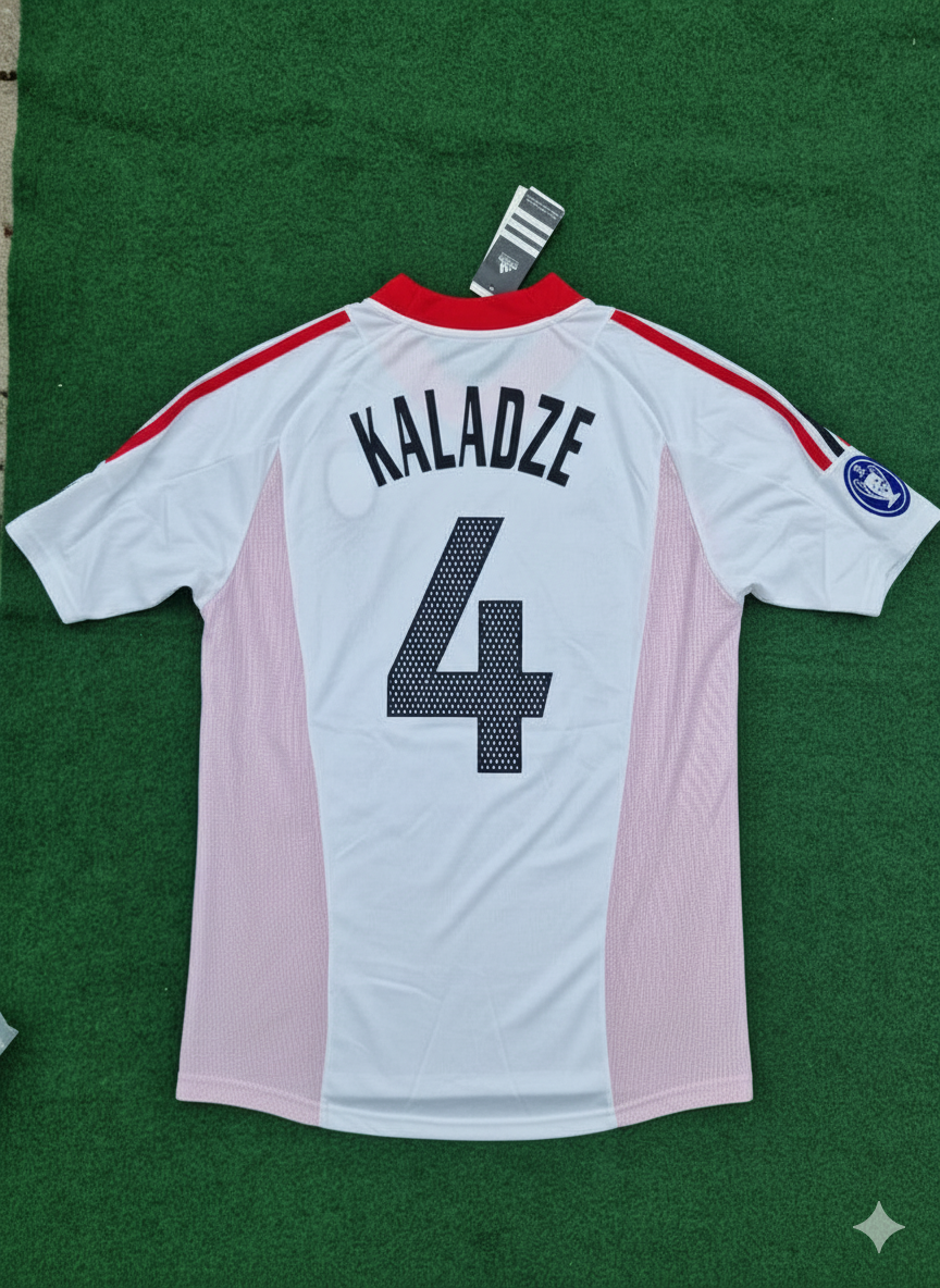 Kakha Kaladze AC Milan 2003 Champions League Final Old Trafford White Retro Jersey – Back View