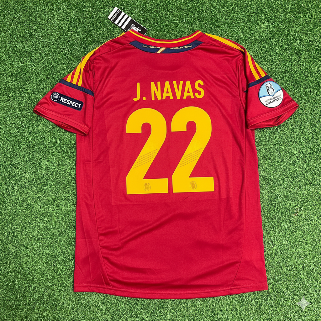 Jesus Navas Spain EURO 2012 Final Retro Football Jersey – Back View