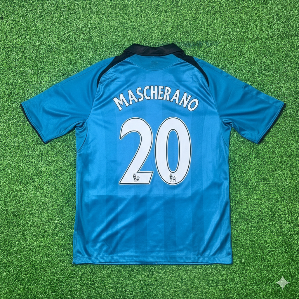 2008 Javier Mascherano Liverpool 2009 Green Retro Football Jersey – Back View