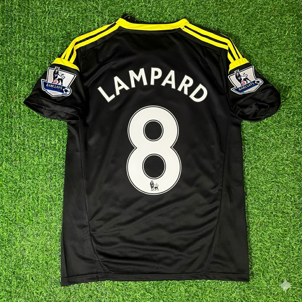 2012 Frank Lampard Chelsea 2013 Black Blue Retro Football Jersey Soccer Shirtı – Back View