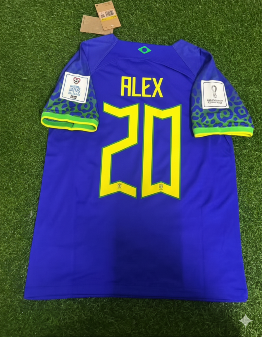 Alex de Souza Brazil Retro Football Jersey – Back View
