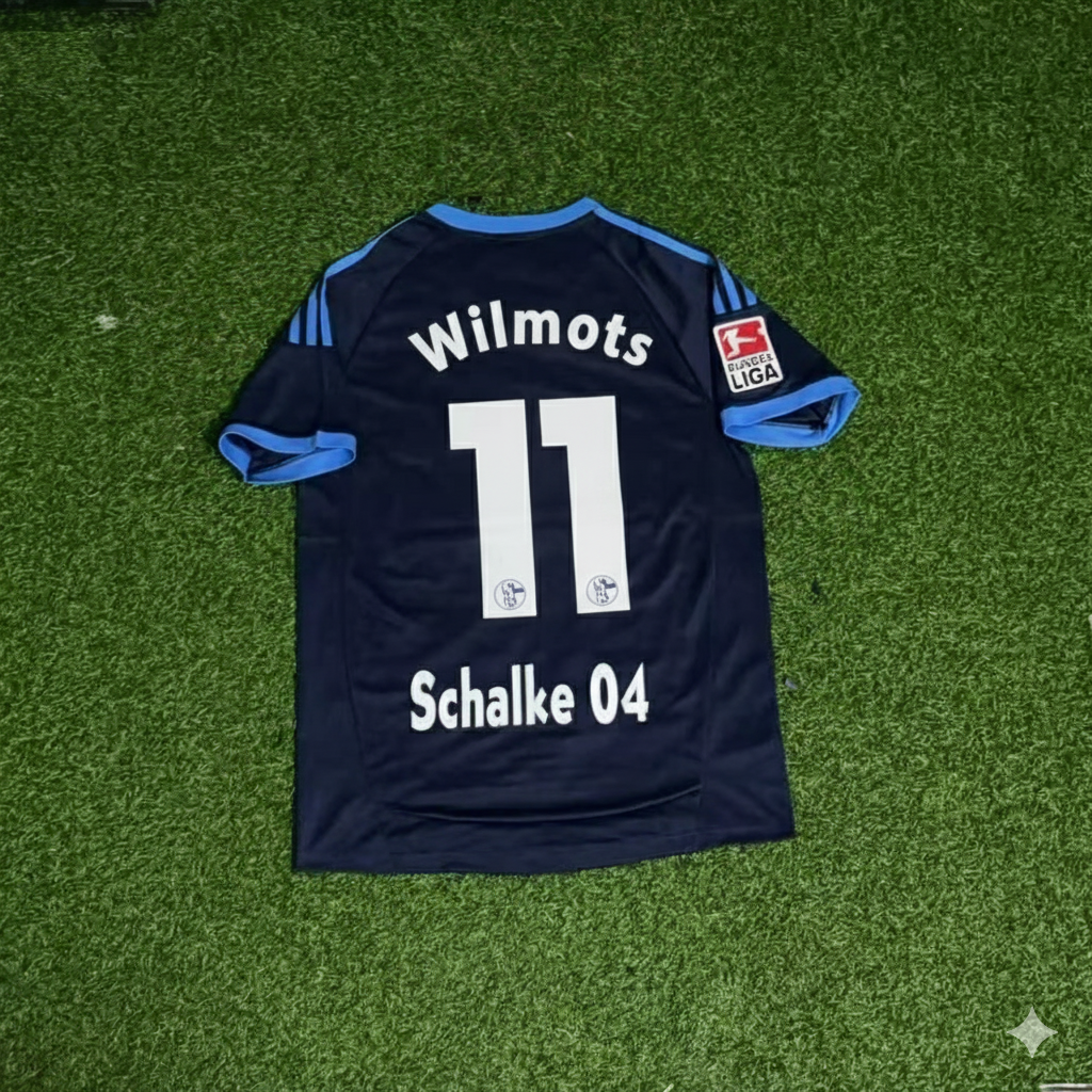 Marc Wilmots Schalke 04 Retro Away Heimtrikot Rot Fußball – Back View