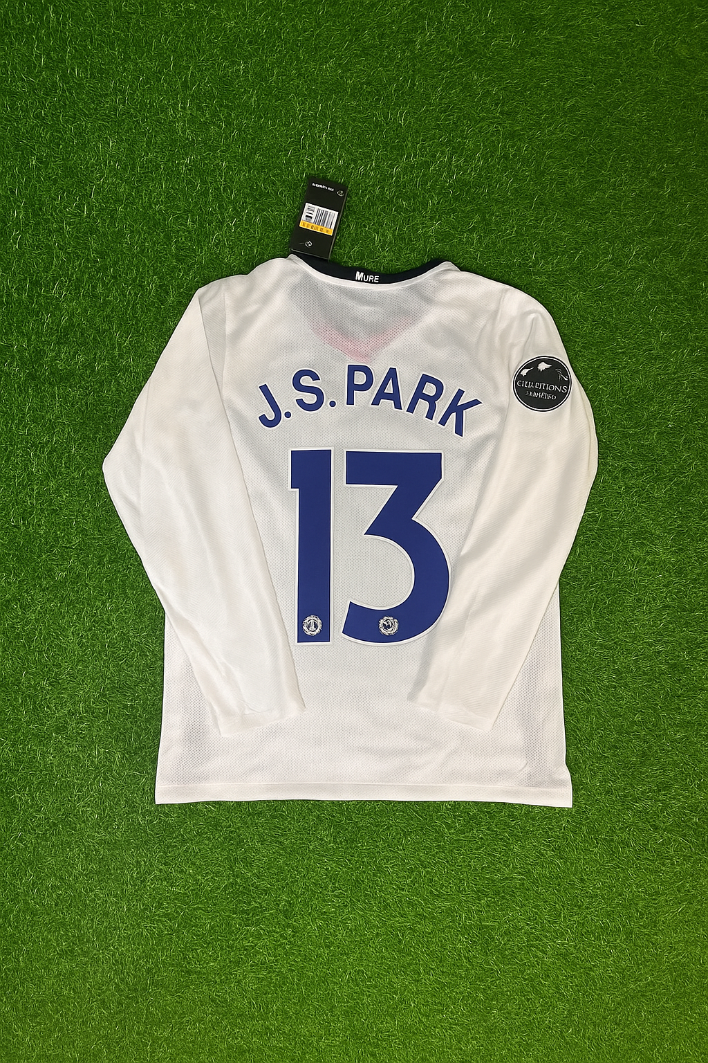 2009 Ji sung-Park 13 Manchester United Champions Leage Final Rome Retro Long Sleeve Football Jersey – Back View