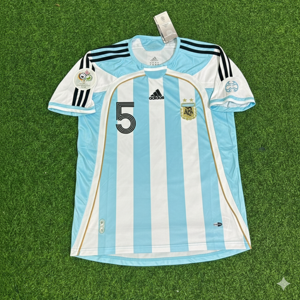 Argentina 2006 World Cup Retro Soccer Jersey – Esteban Cambiasso – Front View